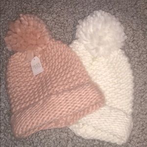 Light Pink and White Knitted hats